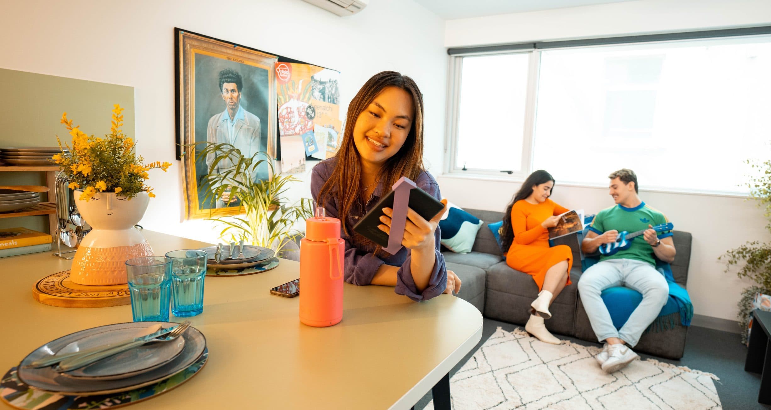 Students in shared lounge at Scape Adelaide Central